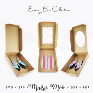 Earring Gift Box Template Collection, Scalloped Window Earring Display Box SVG, Keychain Gift Box DXF, Gift Box PDF, Cricut Box svg