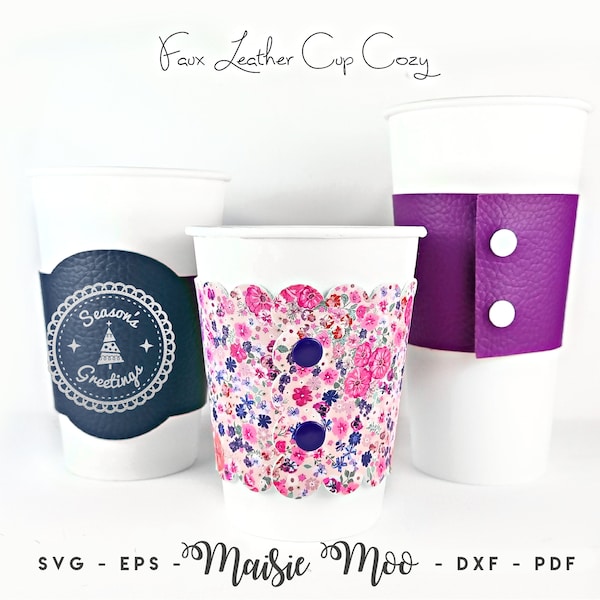 Cup Cozy SVG, Coffee Cup Sleeve Template, Cup Display Card SVG, Coffee Cup Wrap Wrapper Faux Leather Svg files for Cricut Cut Files