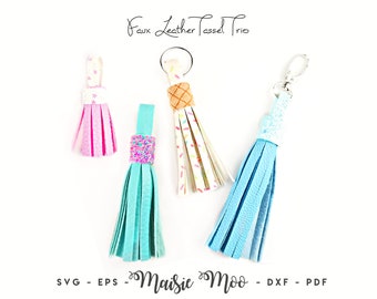Tassel SVG | Tassel keychain Template | Faux Leather Tassell | Bag Tag Cricut SVG Cut File | Key Chain Template | Purse Fob | Tassel Charm