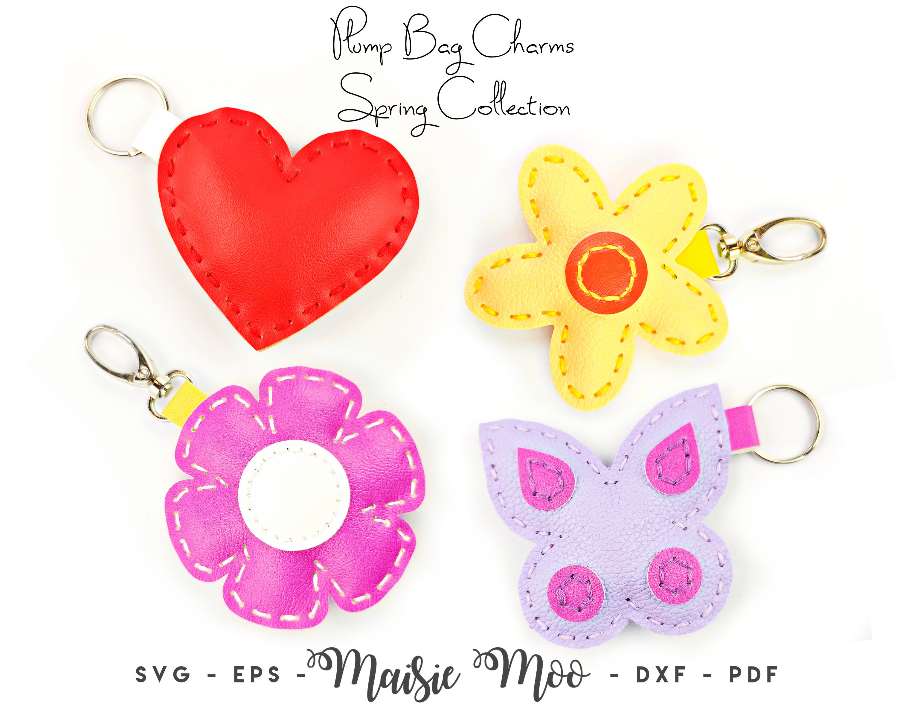 Faux Leather Bag Charm Pattern, Keychain SVG, Butterfly