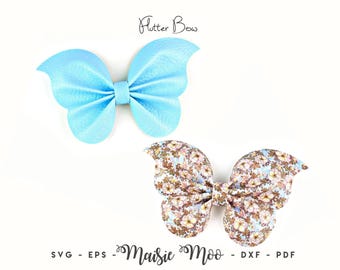 Flutter Bow Template | Butterfly Pinch Bow SVG | Faux Leather Hair Bow | Quad Pinch Bow PDF Pattern | Butterfly svg Maisie Moo Vegan leather