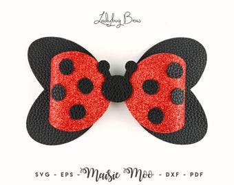 Ladybug Bow Template SVG,  Ladybird Bow SVG, Lady Bug Felt Bow PDF, Butterfly svg files for Cricut Cut Files, Silhouette Cut Files,