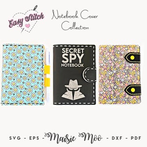 Plantilla SVG de funda para cuaderno A6 de piel sintética / Funda para diario de piel cosida a mano / Patrón de funda para cuaderno PDF Funda para notas de campo