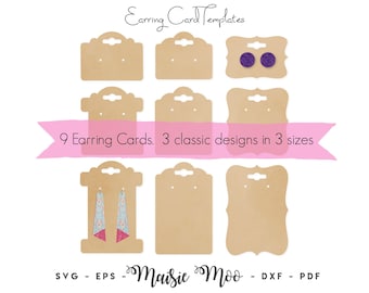 Earring Card SVG, Earring Display Card, Earing Card DXF,  Bow Card Template PDF,  files for Cricut Cut Files, Silhouette Cut Files,
