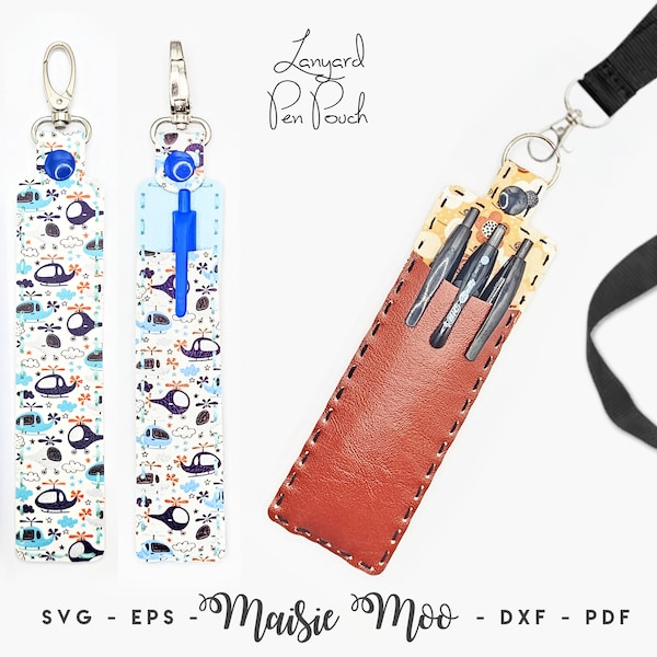 Lanière porte-stylo SVG | Patron de pochette pour stylo lanière | de style trousse porte-clés en similicuir | Enseignant, infirmière, médecin, étudiant |