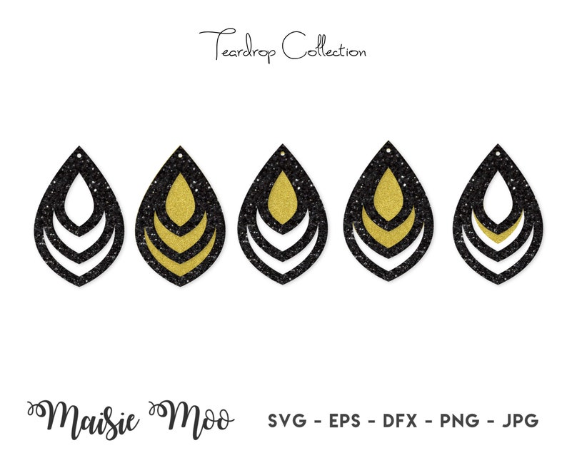 Download Teardrop Earrings SVG Faux Leather Earring Templates | Etsy