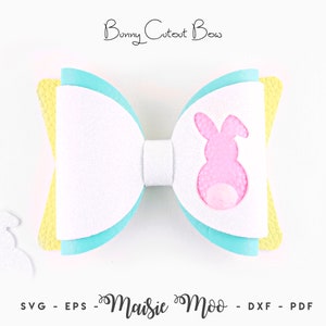 Easter Bow SVG Template, Bunny Bow SVG, Rabbit Bow PDF, Easter Hair Bow Template for Cricut, Silhouette Cutting Files Maisie Moo