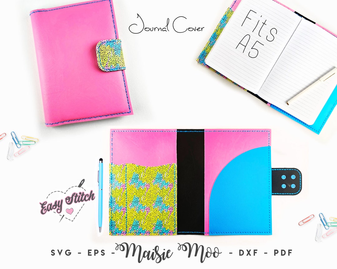 A5 Notebook Cover Pattern SVG Template Hand Stitched Faux Leather