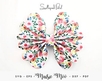 Scalloped Pinch Bow SVG | Ruffle Pinch Bow Template | Flower Petal Hair Bow SVG | Spring Bow SVG Maisie Moo Vegan leather