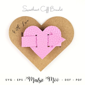 Heart Cuff Bracelet SVG | Valentine Faux Leather Cuff Bracelet Templates | Cricut Bracelet SVG Cut File | Cricut Bracelet Template |