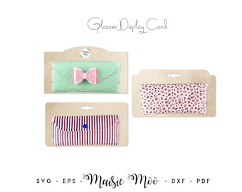 Glasses Cover Display Card SVG, Sunglasses Case Display Card, Card DXF,  Bow Card Template PDF,  files for Cricut, Silhouette Cut Files,