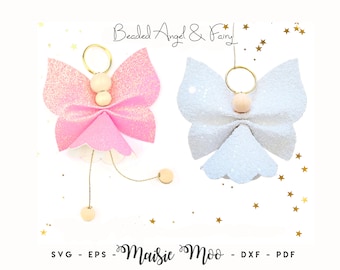 Christmas Angel Ornament SVG | Fairy Decoration Pattern | Rearview Mirror Pendant | Faux Leather Bag Charm