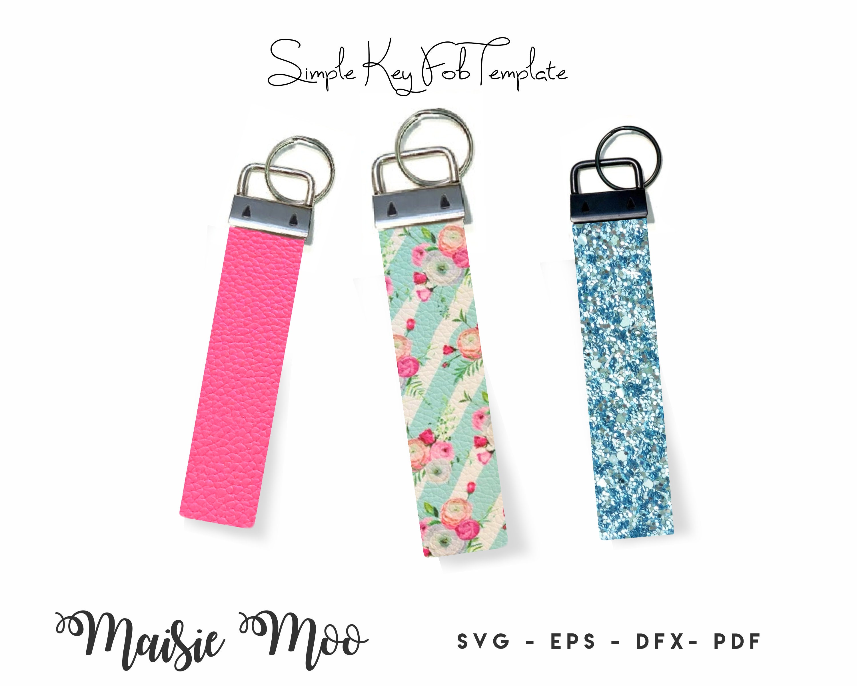 Key Fob SVG Keychain Wrist Fob Tempate Faux Leather Fob - Etsy