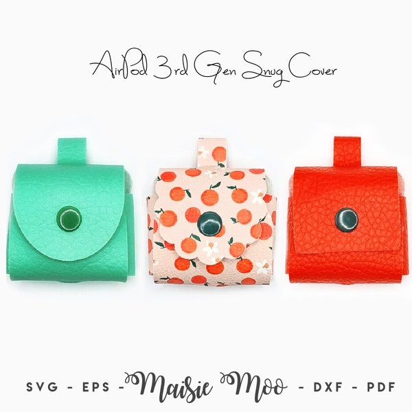 AirPod® 3rd Generation Cover SVG, EarPod Case Template, Schlüsselanhänger Halter SVG, No Sew, Kunstleder Svg-Dateien für Cricut Cut Files Maisie Moo