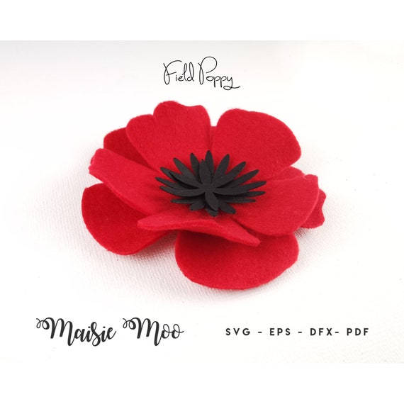 Poppy SVG Flower Template Felt Flower SVG, 3D Felt Flower