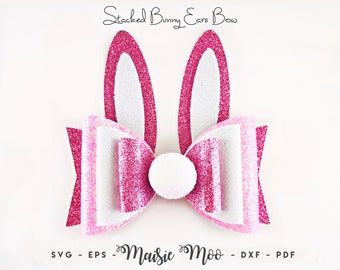 Easter Bunny Bow SVG, Bunny Ears Bow SVG, Rabbit Bow PDF, Easter Hair Bow Template for Cricut, Silhouette Cutting Files Maisie Moo