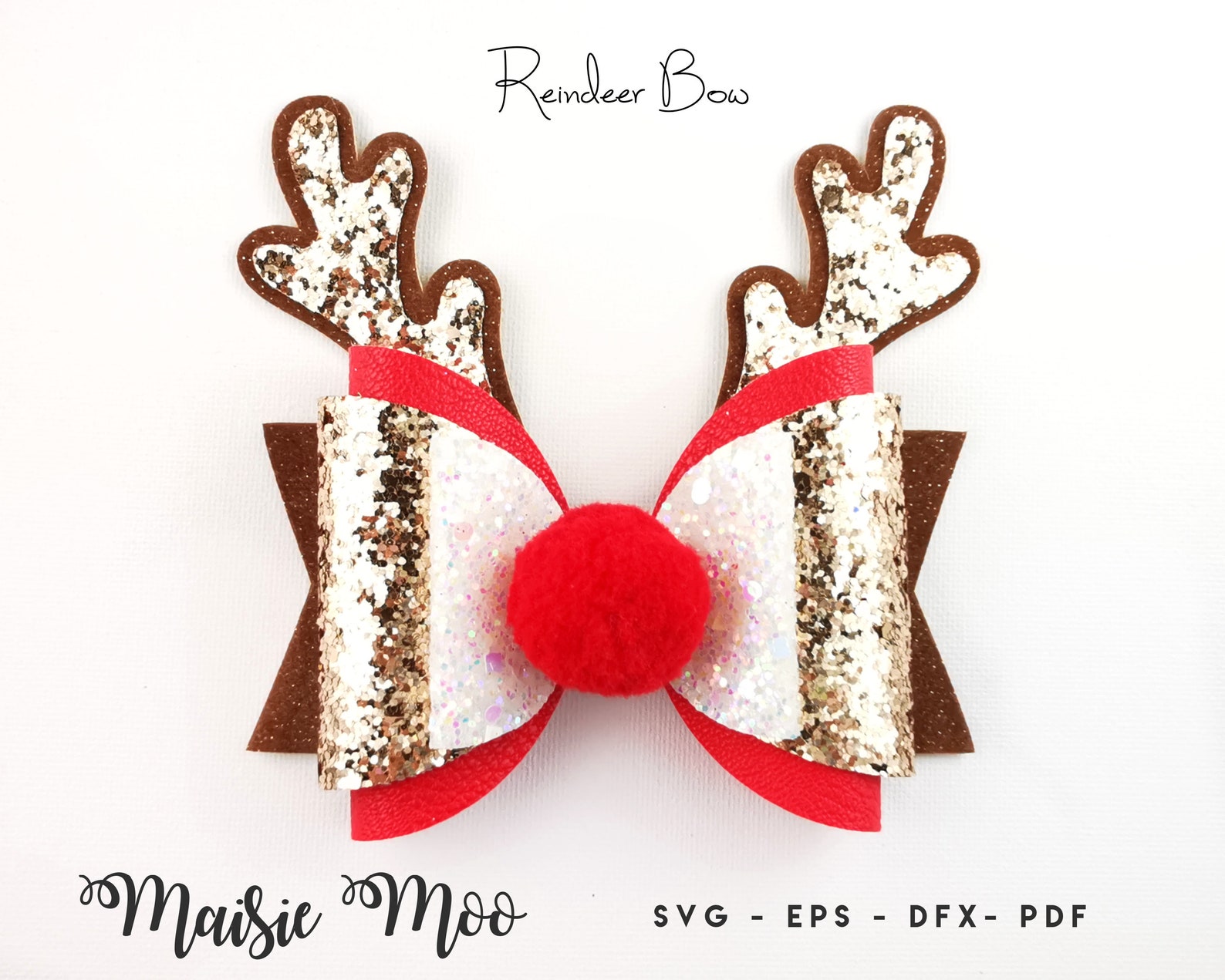 Reindeer Bow Template Christmas Bow SVG Christmas SVG image 0.