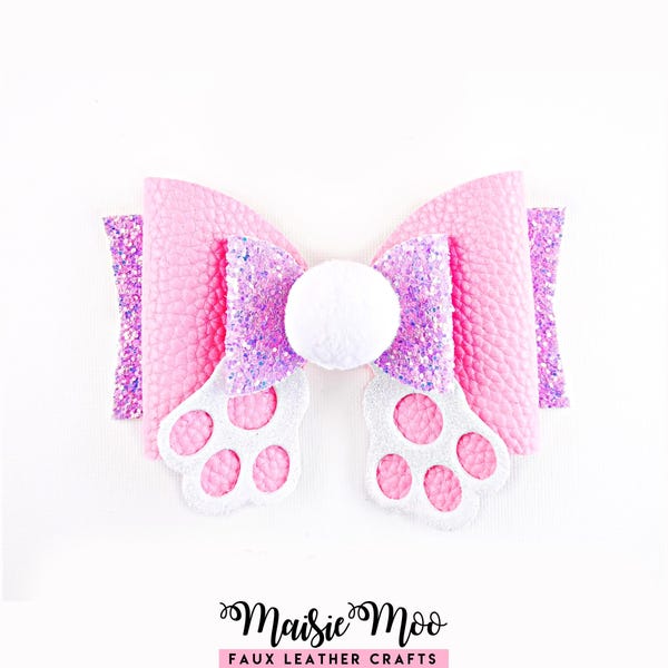 Bunny Butt Hair Bow SVG Template, Easter Rabbit Feet Bow SVG & PDF
