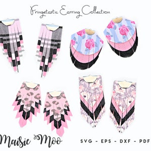 Fringe Earring SVG | Boho Tassel Faux Leather Earrings Templates | Fringetastic Stacked Cricut Earring SVG | Leather Layered Earrings