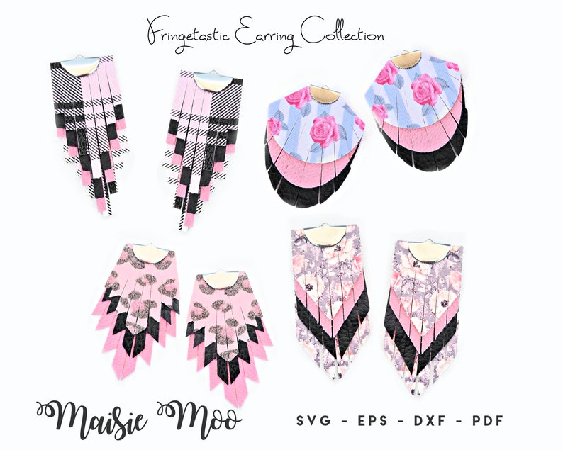 Fringe Earring SVG | Boho Tassel Faux Leather Earrings Templates | Fringetastic Stacked Cricut Earring SVG | Leather Layered Earrings