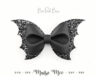 Gothic Fledermaus Flügel Schleife SVG, Halloween Haarschleife, Vegan Leder, Cricut Handwerk Datei, Laser Schnitt Vorlage, Maisie Moo Design