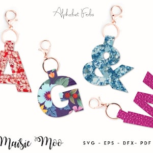 Alphabet Key Fob SVG | Letter Bag Tag Fob Template | Faux Leather Keychain | Key Ring Cricut SVG Cut File | Cricut Bracelet Template | Purse