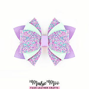Bliss Bow Template SVG, Classic Hair Bow Pattern, Faux Leather Bow for Cricut and Silhouette