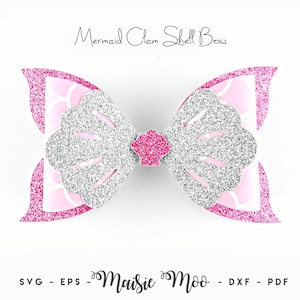 Zeemeermin boog SVG, boog sjabloon, haarelastiekje SVG, viltstrik pdf, shell boog, svg-bestanden voor Cricut Cut-bestanden, silhouet snijden bestanden, Maisie Moo