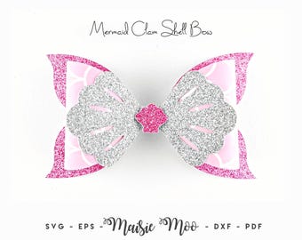 Mermaid Bow SVG, Bow Template, Hair Bow SVG, Felt Bow PDF, Shell Bow, svg files for Cricut Cut Files, Silhouette Cut Files, Maisie Moo