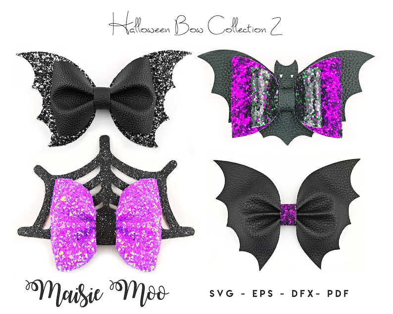 Download Halloween Bow Bundle Bat Bow Template SVG Bundle Black Bow ...