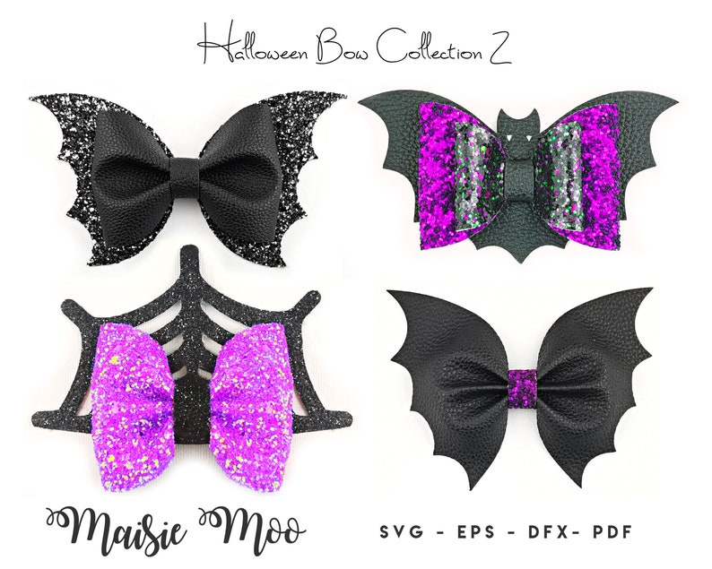 Download Halloween Bow Bundle Bat Bow Template SVG Bundle Black Bow ...