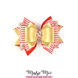 Lazo para el cabello Cricut SVG, plantilla de lazo de tres colas de cuero sintético, patrón de lazo de varias capas, PDF de lazo para el cabello de cuero sintético, Maisie Moo