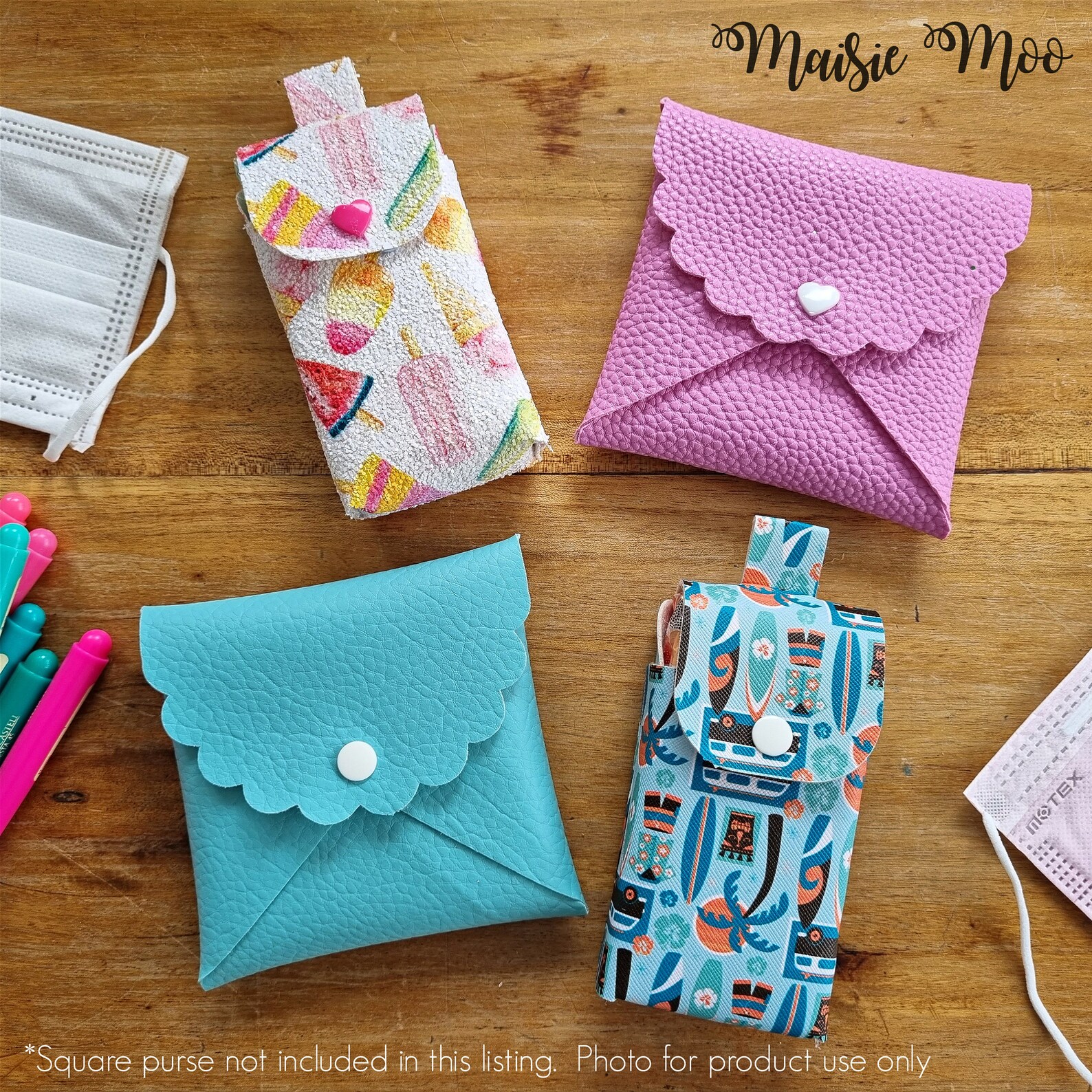 Tissue Pocket Pack Keychain Cover SVG Bundle, Mothers Day Keyring Holder Template, Faux Leather