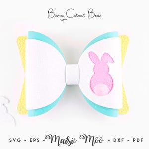 Ostern Schleife SVG Vorlage, Hase Schleife SVG, Kaninchen Schleife PDF, Ostern Haarschleife Vorlage für Cricut, Silhouette Schneiddateien Maisie Moo