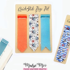 Faux Leather Bookmark SVG, Slide on Page Keeper Template, Book Lover Gift, DIY Planner Book Mark Faux Leather Crafts No Sew