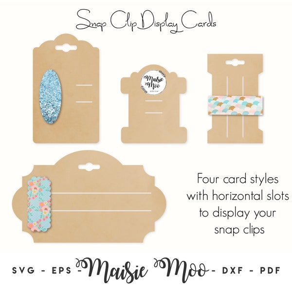 Snap Clip Display Card SVG, Bow Display Card, Hair Clip Card DXF,  Bow Card Template PDF,  Snapclip Cricut Cut Files, Silhouette Cut Files,