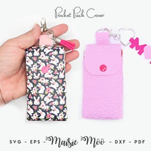 Pacchetto portachiavi con tasca in tessuto SVG, modello portachiavi per la festa della mamma, file in similpelle senza cuciture per file di taglio Cricut Maisie Moo