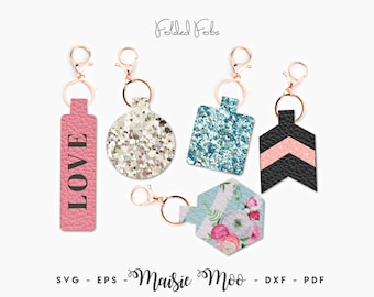 Key Fob SVG | Keychain Bag Tag Fob Template | Faux Leather Fob | Key Ring Cricut SVG Cut File | Cricut Bracelet Template | Purse Fob