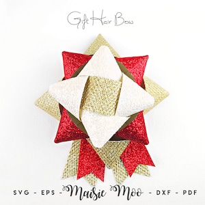 Weihnachtsgeschenk Schleife SVG | Kunstleder Geschenk Haarschleife Vorlage | 3D Geschenk Schleife Kunstleder Schleife SVG | Cricut Weihnachtsschleife PDF Maisie Moo
