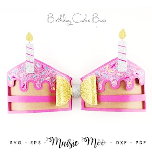 Geburtstagskuchen Schleife Vorlage SVG, Schleife SVG, Filz Schleife PDF, Kuchen Stück Schleife, SVG-Dateien für Cricut Cut Files, Silhouette Cut Files, Maisie Moo