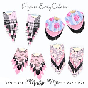 Fringe Earring SVG | Boho Tassel Faux Leather Earrings Templates | Fringetastic Stacked Cricut Earring SVG | Leather Layered Earrings