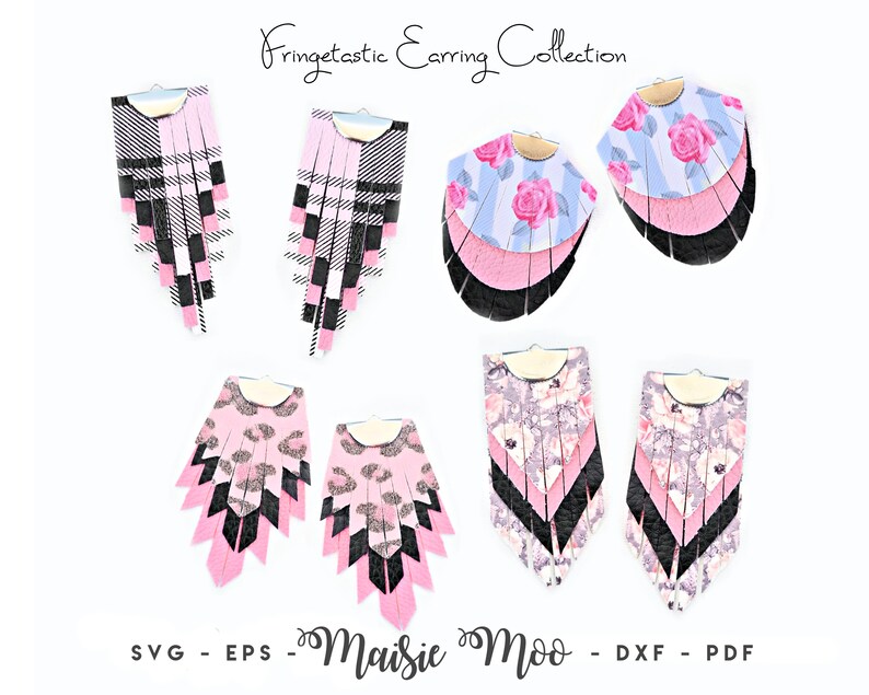 Fringe Earring SVG | Boho Tassel Faux Leather Earrings Templates | Fringetastic Stacked Cricut Earring SVG | Leather Layered Earrings