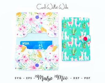 Card Wallet SVG, Card Pouch Template, Faux Leather No Sew, Card Wallet Svg files for Cricut Cut Files Maisie Moo Vegan leather