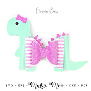 Bronto Dinosaur Bow SVG, Dino Bow SVG, Dino Party Fun Bow, Svg files for Cricut Cut Files, Silhouette Cut Files, Maisie Moo Vegan leather