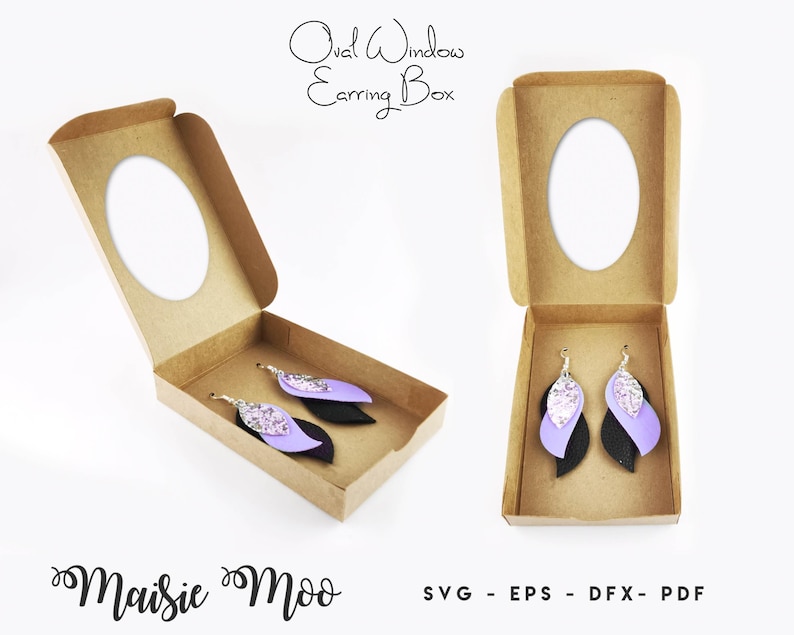 Earring Gift Box Template Collection, Scalloped Window Earring Display Box SVG, Keychain Gift Box DXF, Gift Box PDF, Cricut Box svg