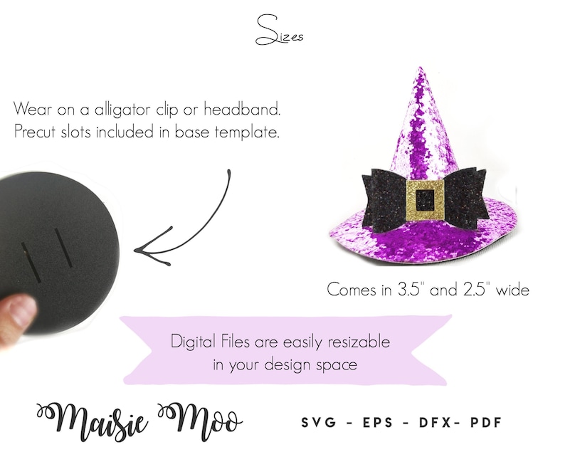 Witches Hat Bow SVG, Witches Hat Headband, Bow Template Halloween Bow SVG, Purple Bow PDF, Cricut Cut Files, Silhouette Cut Files