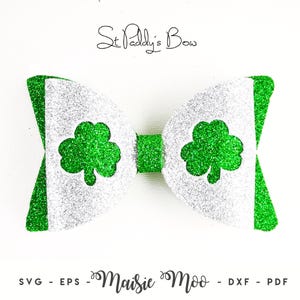 Schleifen Vorlage, Saint Paddys Schleife SVG, St Patrick Kleeblatt Schleife SVG, Haarschleife PDF, klassische Schleife, SVG-Dateien für Cricut Cut Dateien,