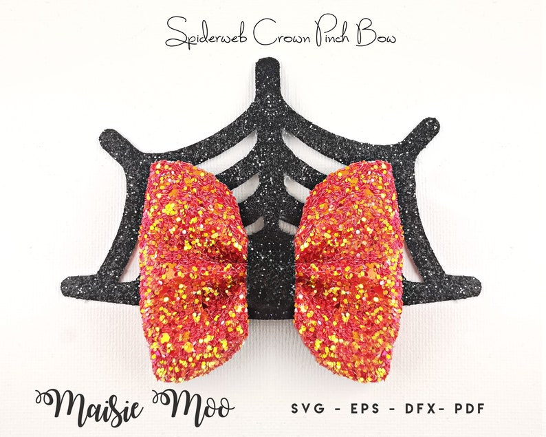 Download Spiderweb Crown Pinch Bow Template SVG Halloween Spider ...