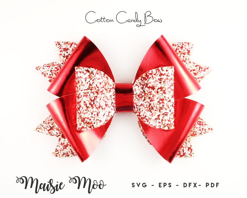 Bow SVG, Faux Leather Bow Template, Christmas Cotton Candy Bow, Hair Bow SVG, Pinwheel PDF Bow, Cricut Cut Files 