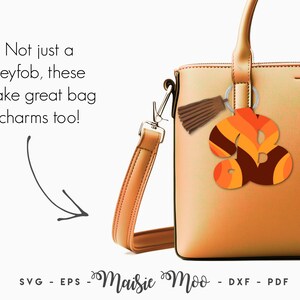 Groovy Alphabet Keychain SVG | Retro Letter Bag Charm Fob Template | Faux Leather Keychain | Key Ring Cricut SVG Cut File |